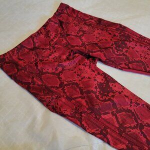 Lululemon Athletica Red and Black Leggings with Snakeskin Print